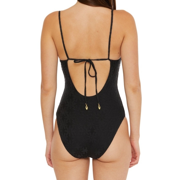🦋TRINA TURK JOPLIN JAQUARD PETAL CUTOUT PLUNGE ONE PIECE SWIMSUIT SIZE 6 - Picture 7 of 7